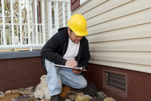 worker performing foundation inspection