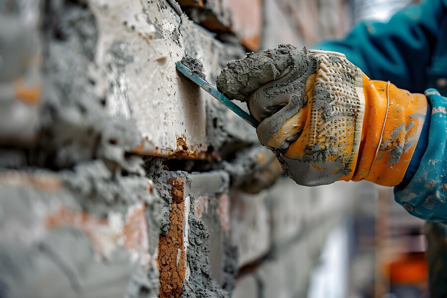 applying brick mortar